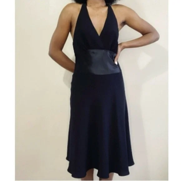 Jones Wear Elegant Black Halter Cocktail Dress - Size 16 - Picture 2 of 9